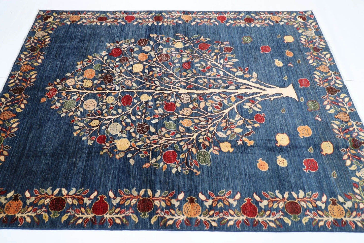 171 x 242 cm | Pomegranate Afghan Tribal Hand Knotted Veg Dye Wool Carpet