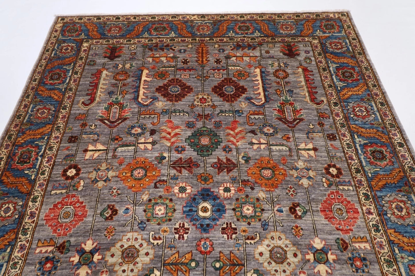 188 x 273 cm |  Bidjar Gray Afghan Tribal Hand Knotted Veg Dye Wool carpet
