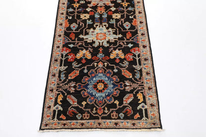 86 x 359 cm | Black Afghan Tribal Hand Knotted Wool Runner