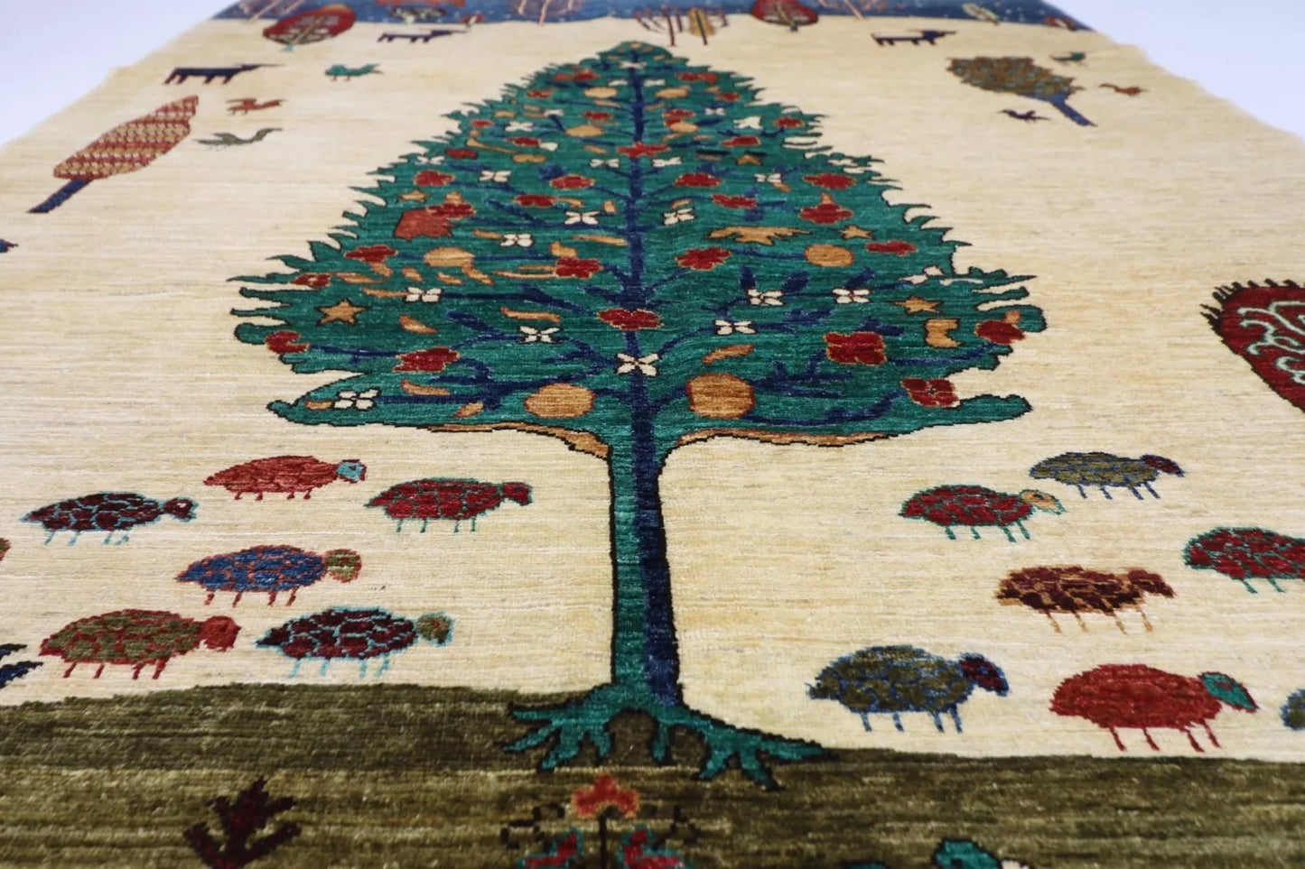 174 x 243 cm | Afghan Tribal Hand Knotted Veg Dye Wool Carpet