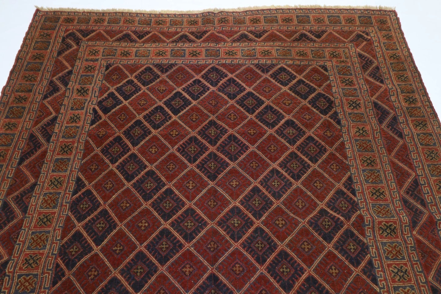 196 x 248 cm | Vintage Afghan Tribal Hand Knotted Veg Dye Wool Carpet