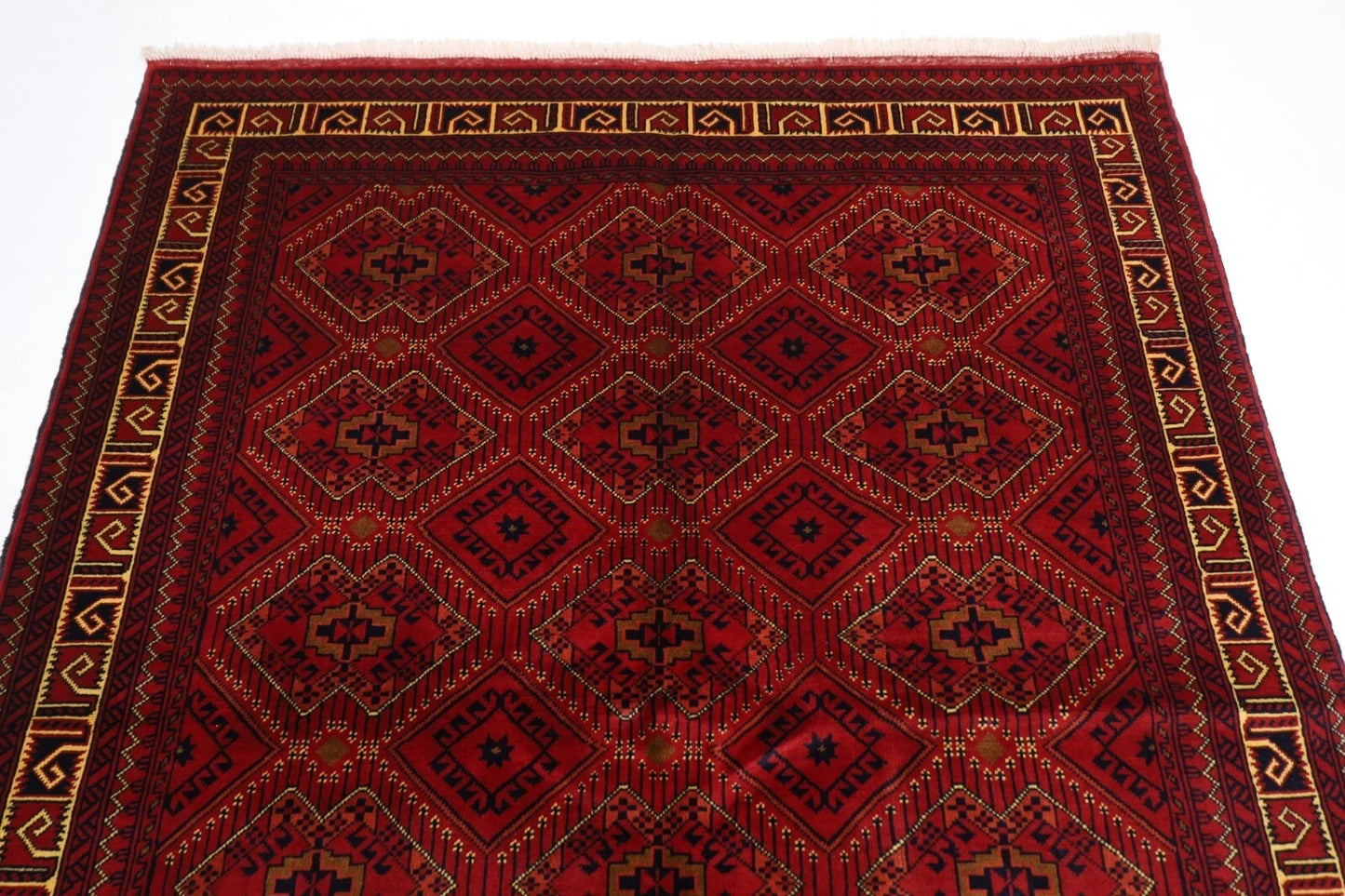 151 x 197 cm | Afghan Tribal Hand Knotted Veg Dye Wool Carpet