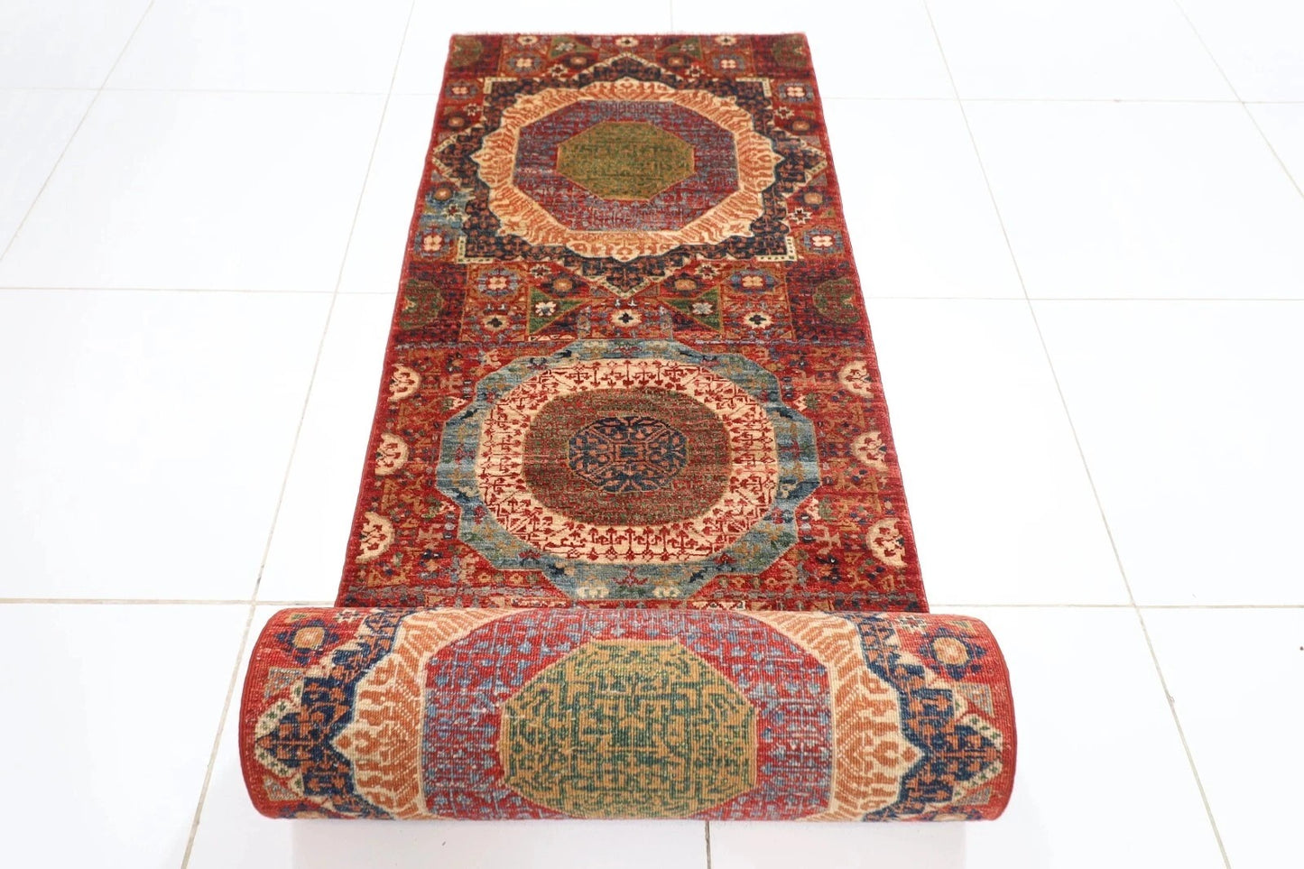 82 x 680 cm | Mamluk Afghan Tribal Hand Knotted Wool Runner