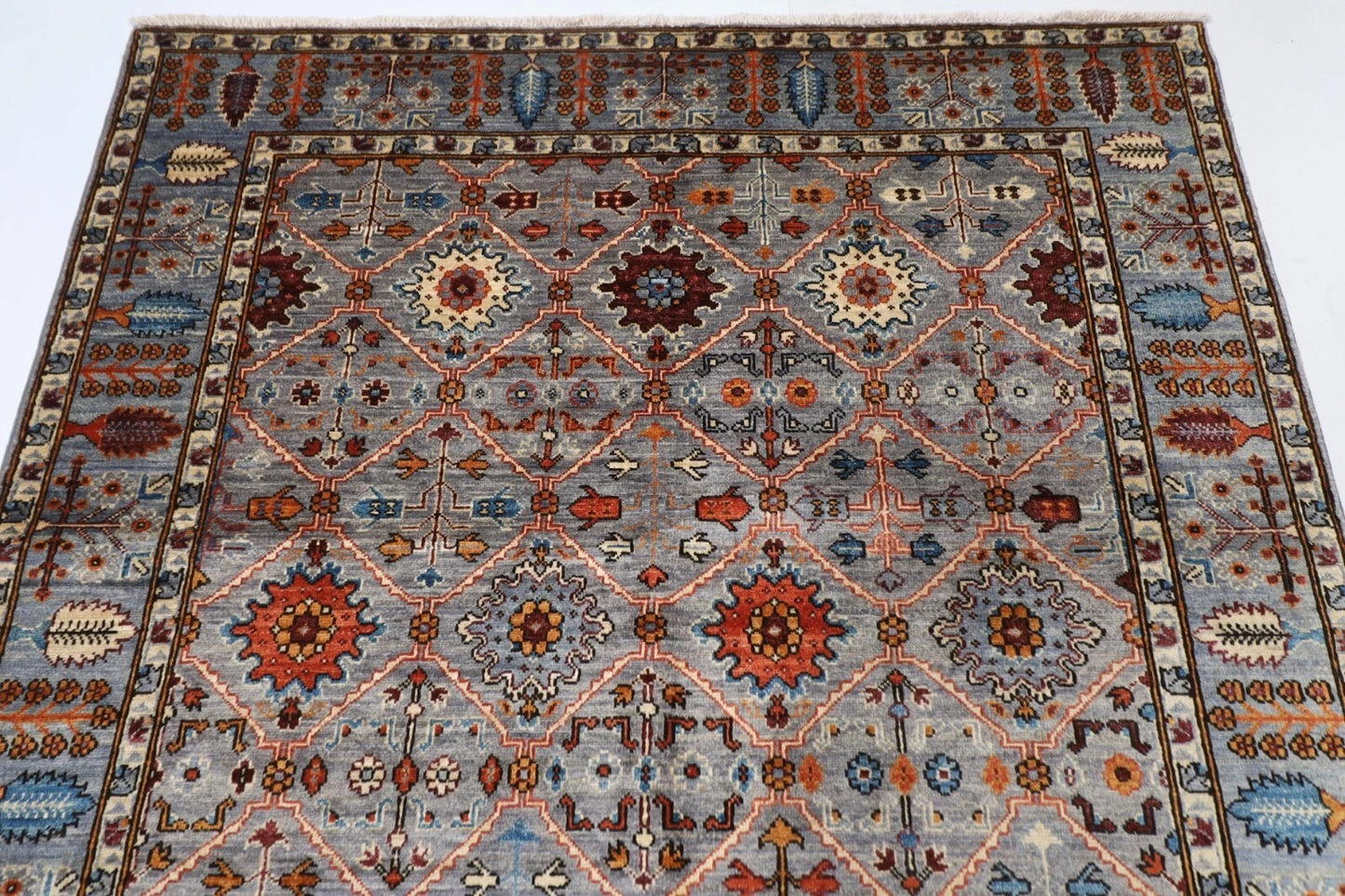 158 x 244 cm | Aryana Afghan Tribal Hand Knotted Veg Dye Wool Carpet