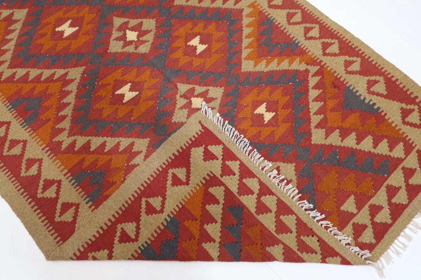 144 x 244 cm | Flat Weave Afghan Tribal Hand Knotted Veg Dye Wool Carpet