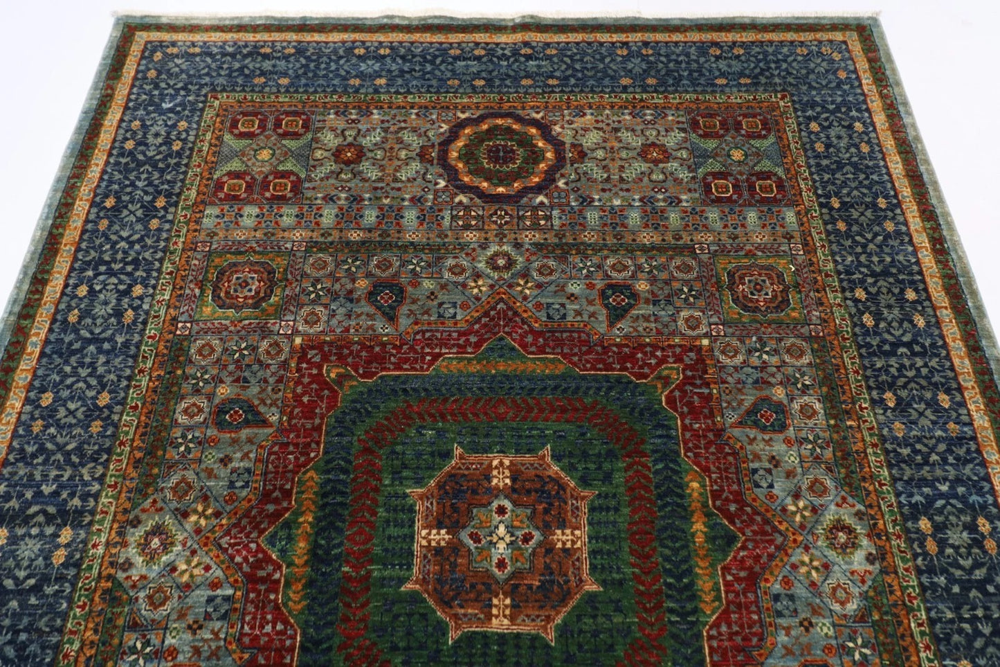 174 x 246 cm | Mamluk Afghan Tribal Hand Knotted Veg Dye Wool Carpet