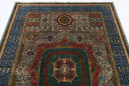174 x 246 cm | Mamluk Afghan Tribal Hand Knotted Veg Dye Wool Carpet