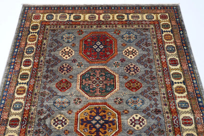 150 x 208 cm | Kazak Afghan Tribal Hand Knotted Veg Dye Wool carpet