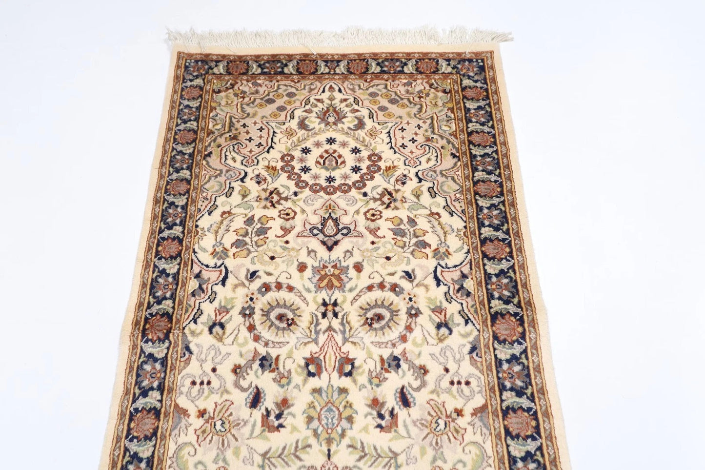 79 x 295 cm | Beige Afghan Tribal Hand Knotted Wool Runner