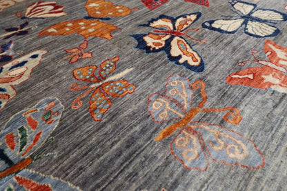 175 x 241 cm | Butterfly Afghan Tribal Hand Knotted Veg Dye Wool Carpet