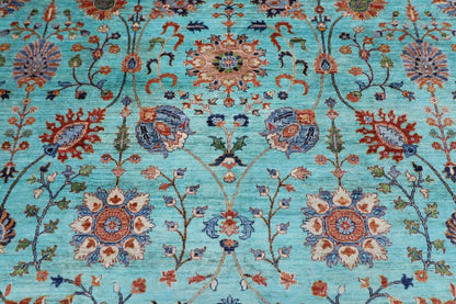 360 x 448 cm | Aryana Turquoise Afghan Tribal Hand Knotted Carpet
