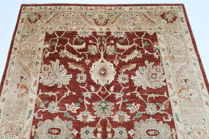 180 x 275 cm | Floral Red Afghan Tribal Hand Knotted Veg Dye Wool Carpet