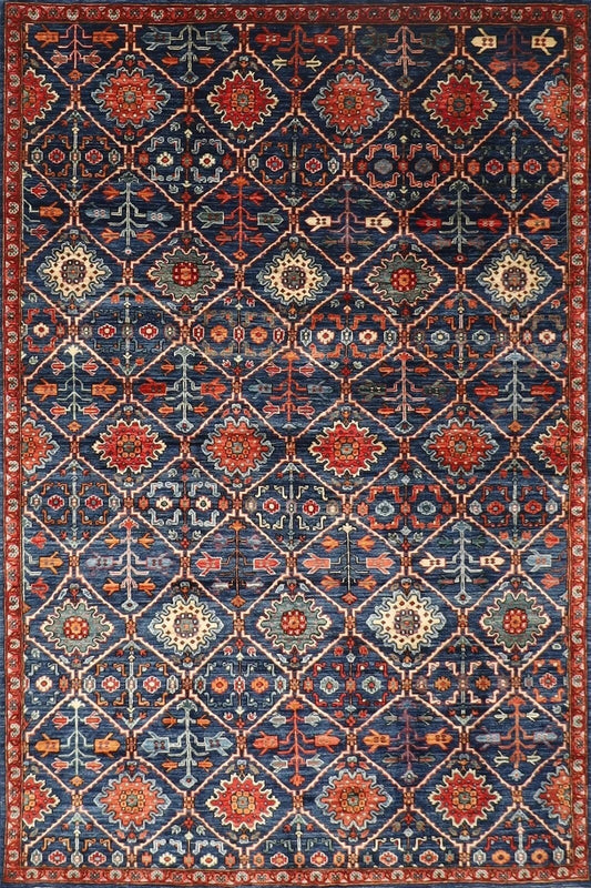 180 x 274 cm |  Afghan Blue Tribal Hand Knotted Veg Dye Wool carpet