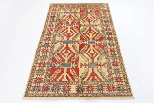 115 x 180 cm | Kazak Afghan Tribal Hand Knotted Veg Dye Wool carpet