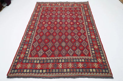180 x 231 cm | Sumak Afghan Tribal Hand Knotted Veg Dye Wool Kilim