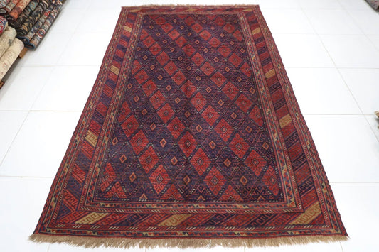 195 x 282 cm | Barjesta Red Flat Weaved Afghan Tribal Hand Knotted Carpet Kilim