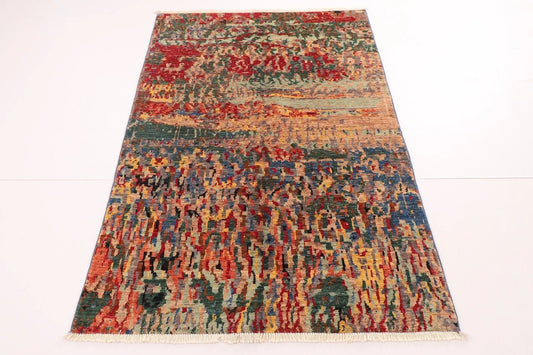 128 x 179 cm | Abstract Afghan Tribal Hand Knotted Veg Dye Wool carpet
