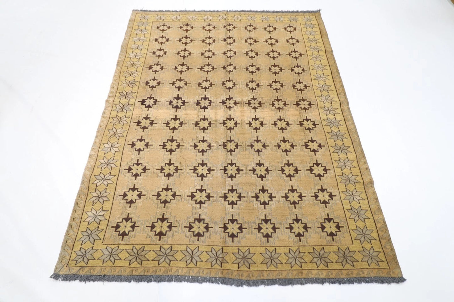 153 x 197 cm | Flat Weave Tribal Hand Knotted Veg Dye Wool Kilim