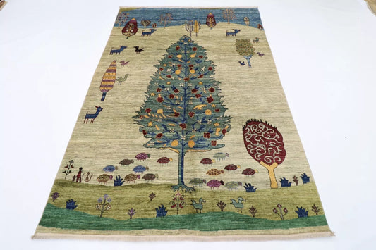 170 x 248 cm | Tree Afghan Tribal Hand Knotted Veg Dye Wool Carpet