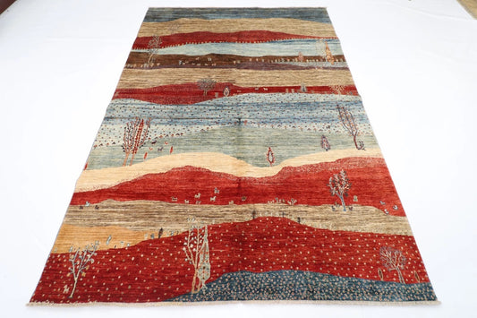 188 x 268 cm | Landscape Afghan Tribal Hand Knotted Veg Dye Wool Carpet