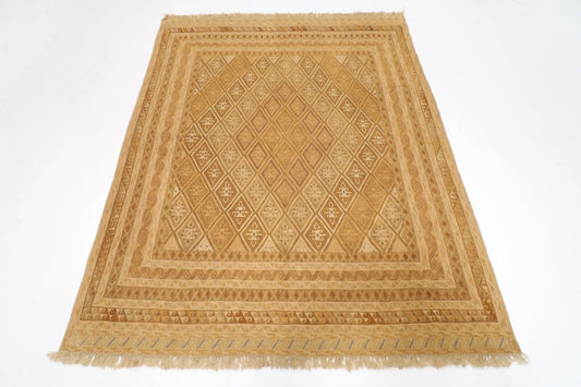 143 x 201 cm | Flat Weave Tribal Hand Knotted Veg Dye Wool Carpet