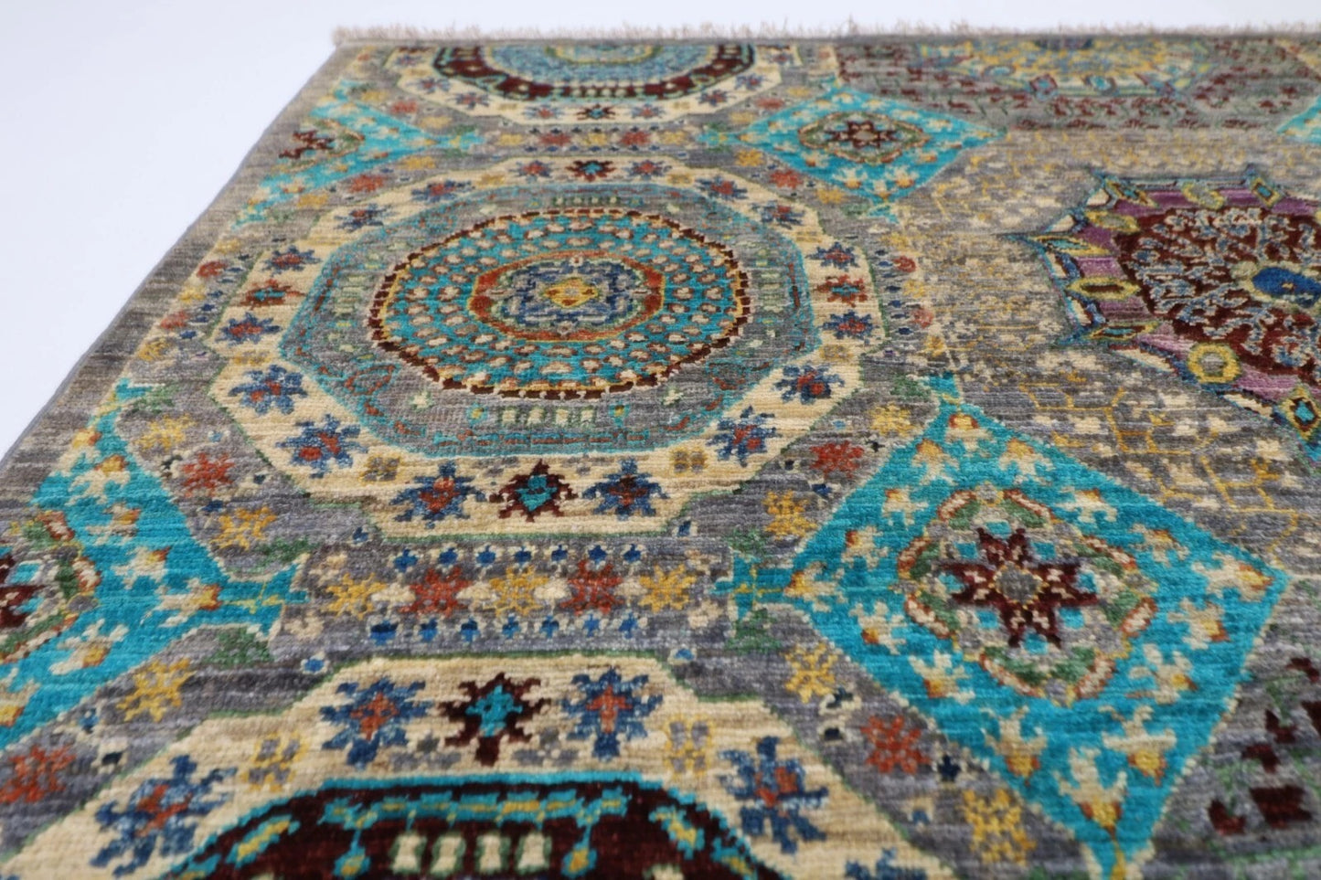 143 x 198 cm | Mamluk Afghan Tribal Hand Knotted Veg Dye Wool Carpet