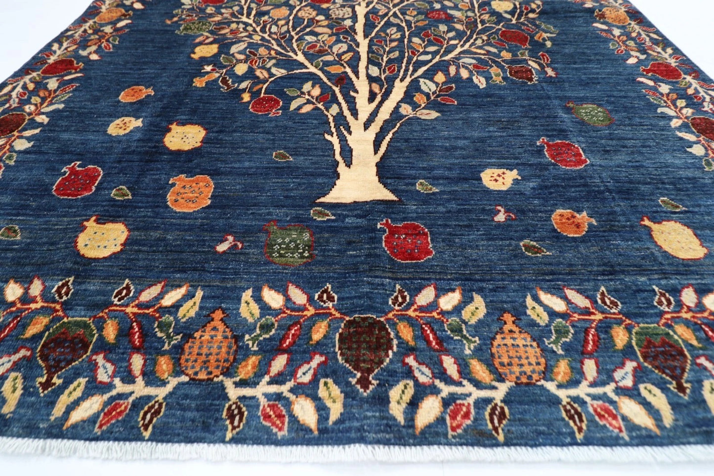 171 x 242 cm | Pomegranate Afghan Tribal Hand Knotted Veg Dye Wool Carpet