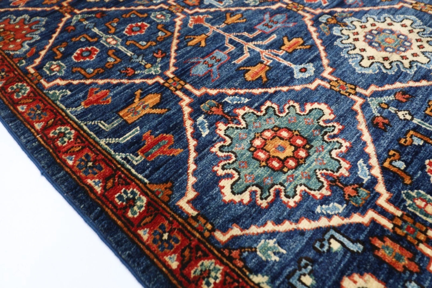 180 x 274 cm |  Afghan Blue Tribal Hand Knotted Veg Dye Wool carpet