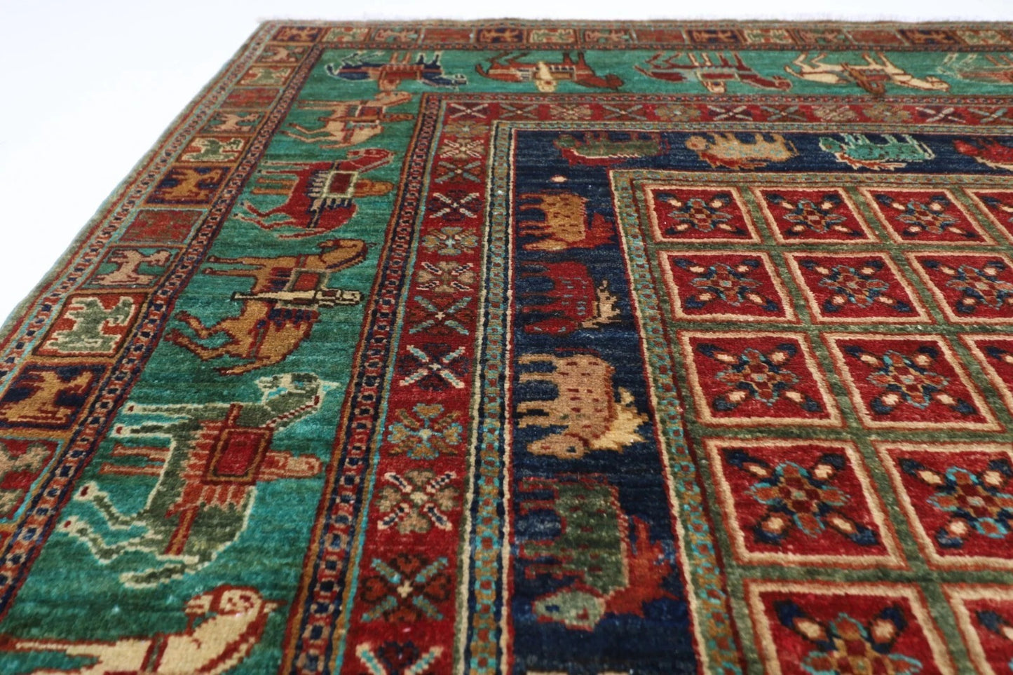 168 x 234 cm | Pazyryk Afghan Tribal Hand Knotted Veg Dye Wool Carpet