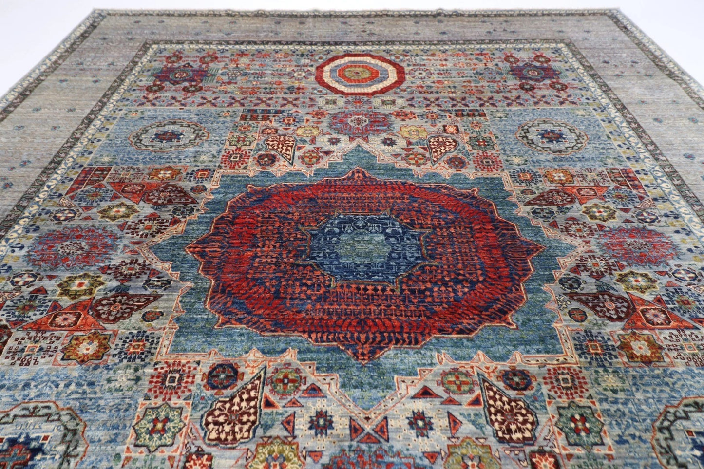 246 x 296 cm | Mamluk Afghan Tribal Hand Knotted Carpet