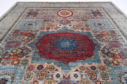 246 x 296 cm | Mamluk Afghan Tribal Hand Knotted Carpet