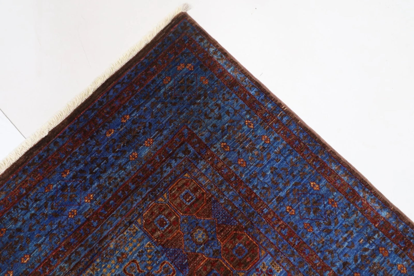 174 x 245 cm | Mamluk Afghan Tribal Hand Knotted Veg Dye Wool Carpet