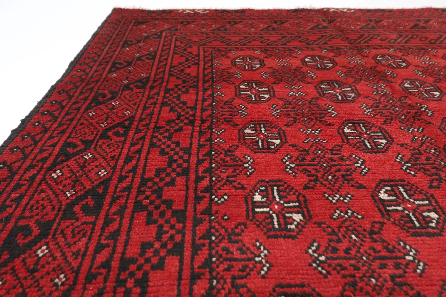 164 x 239 cm | Akja Bokhara Afghan Tribal Hand Knotted Veg Dye Wool Carpet