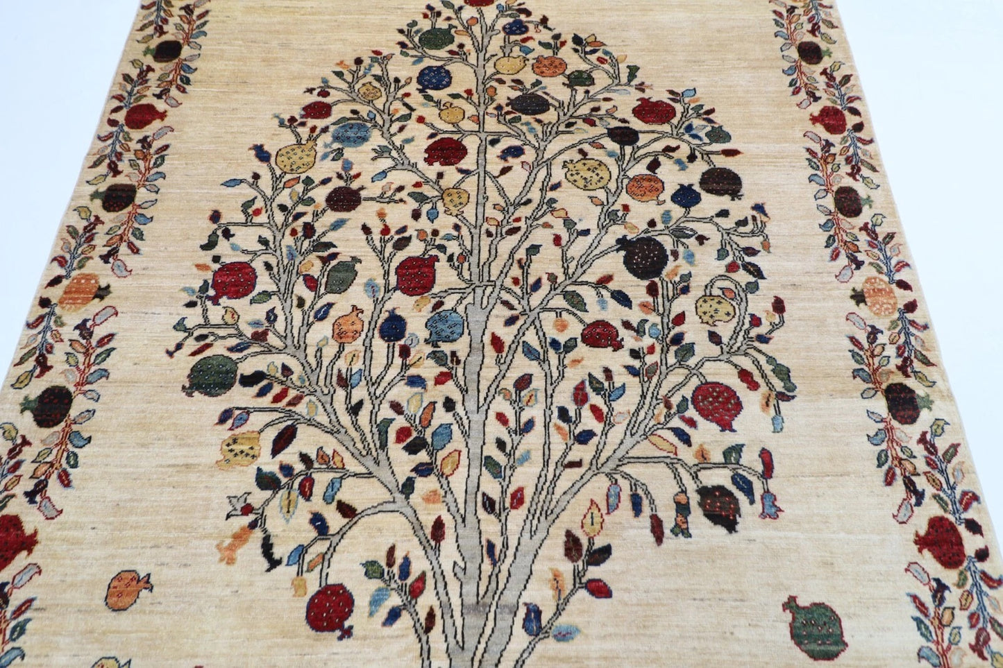 180 x 250 cm | Beige Afghan Tribal Hand Knotted Veg Dye Wool Carpet