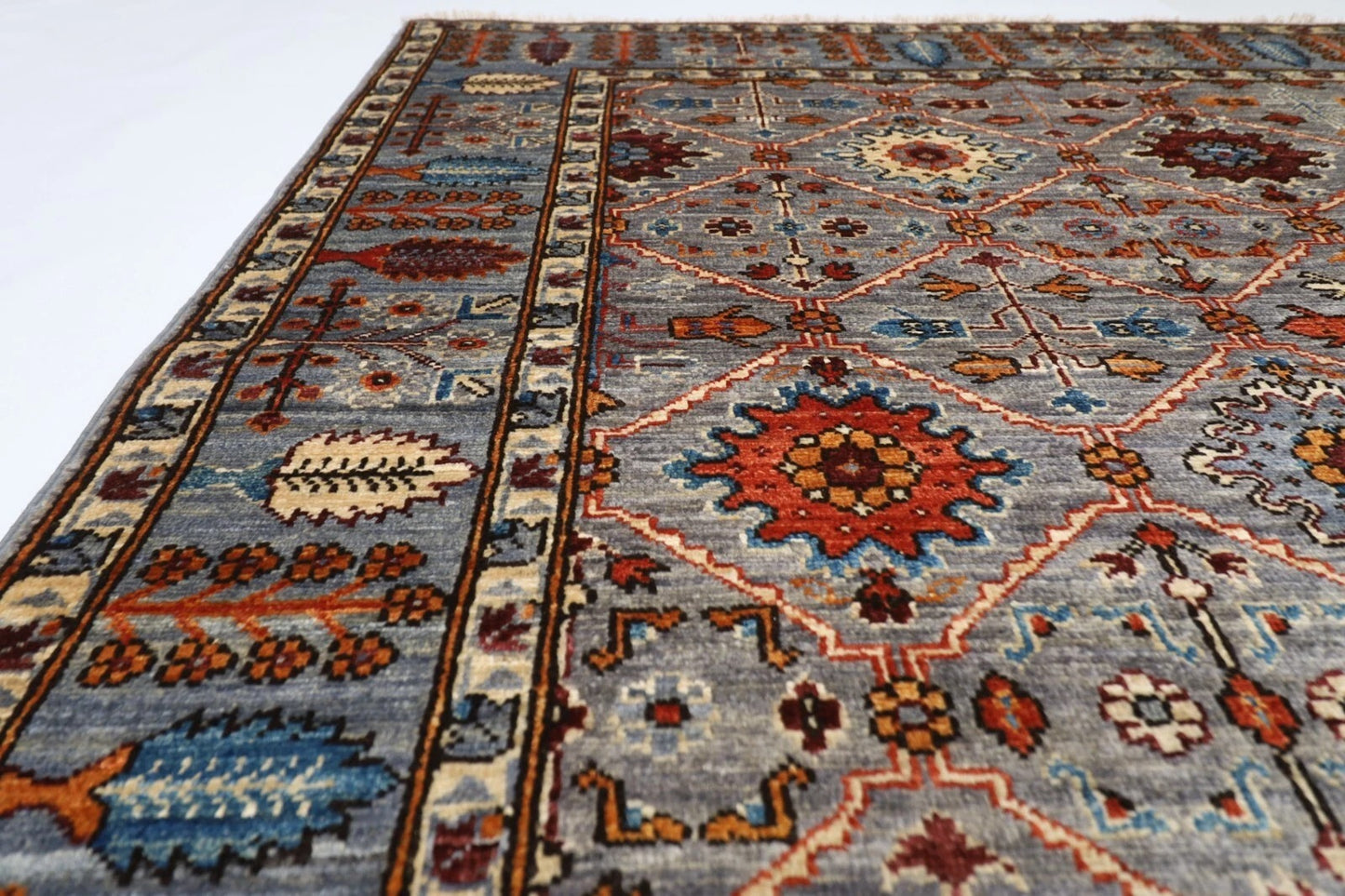 158 x 244 cm | Aryana Afghan Tribal Hand Knotted Veg Dye Wool Carpet