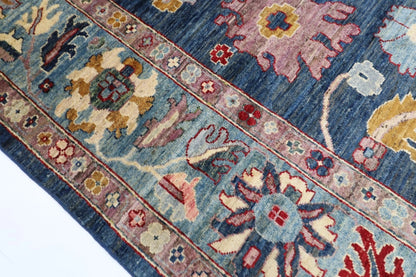 276 x 362 cm | Oushak Navy Afghan Tribal Hand Knotted Carpet