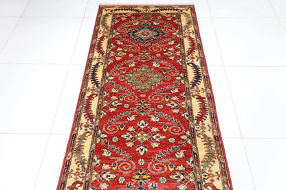 97 x 583 cm | Kazak Red Afghan Tribal Hand Knotted Wool Runner