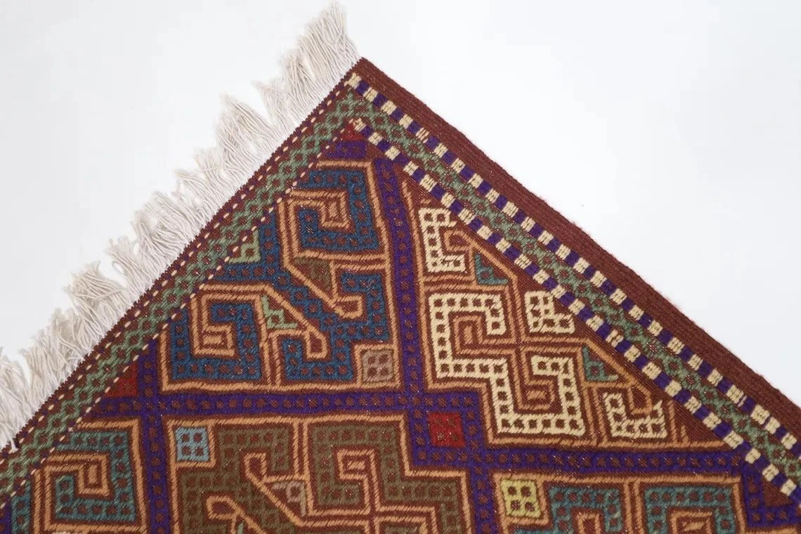 153 x 199 cm | Flat Weave Afghan Tribal Hand Knotted Veg Dye Wool Kilim