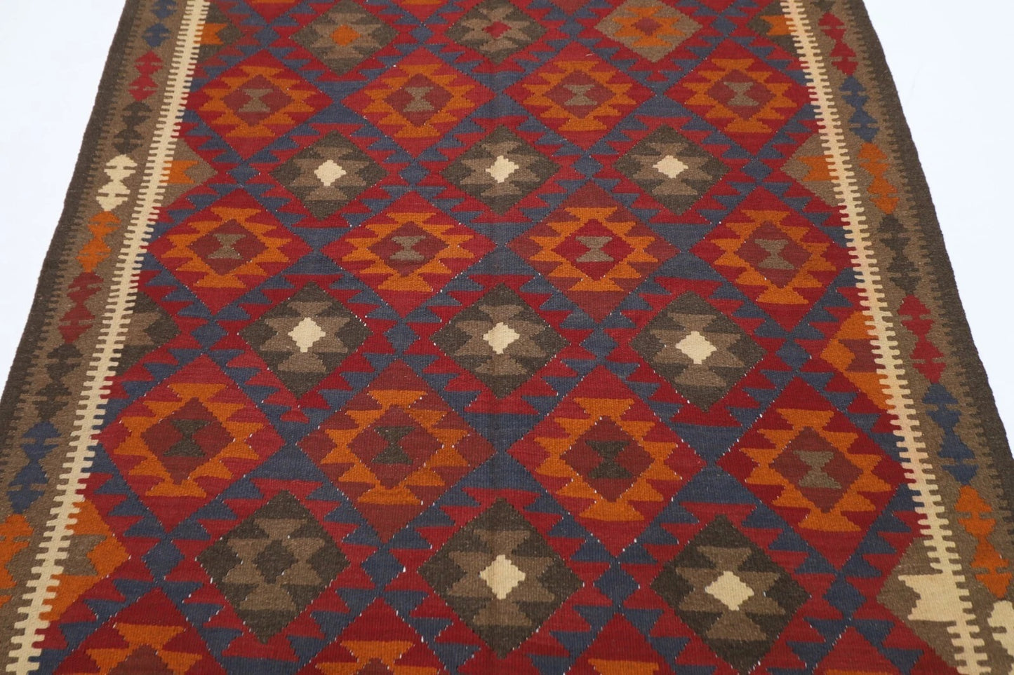159 x 254 cm | Flat Weaved Afghan Tribal Hand Knotted Veg Dye Wool Carpet
