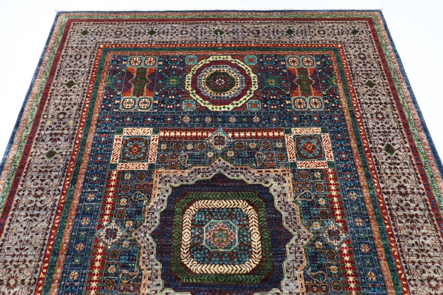 175 x 242 cm | Mamluk Afghan Tribal Hand Knotted Veg Dye Wool Carpet