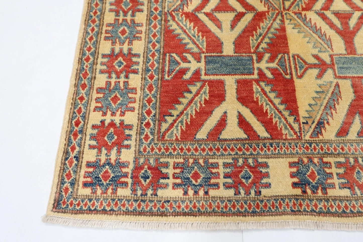 115 x 180 cm | Kazak Afghan Tribal Hand Knotted Veg Dye Wool carpet