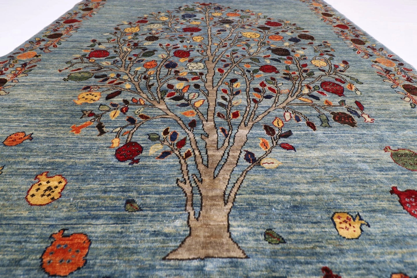 178 x 246 cm | Pomegranate Afghan Tribal Hand Knotted Veg Dye Wool Carpet