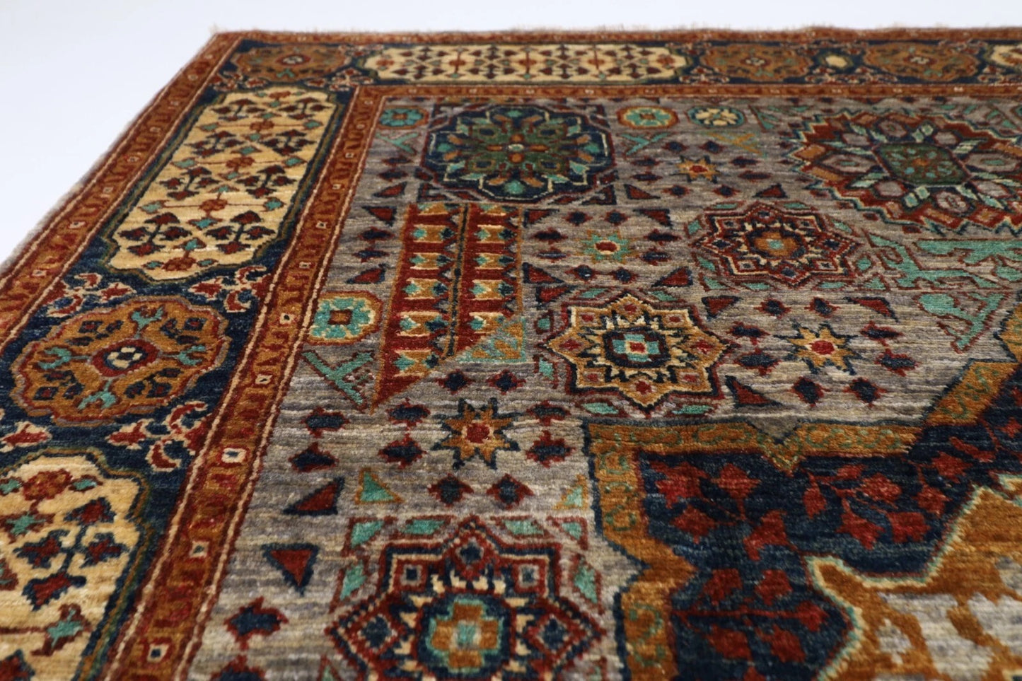 153 x 201 cm | Mamluk Afghan Tribal Hand Knotted Veg Dye Wool carpet