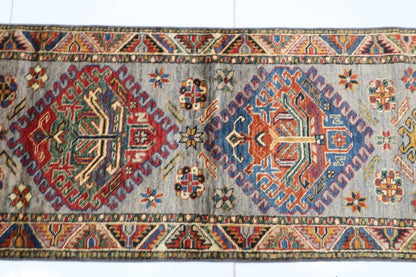 60 x 203 cm | Kazak Afghan Tribal Hand Knotted Wool Runner