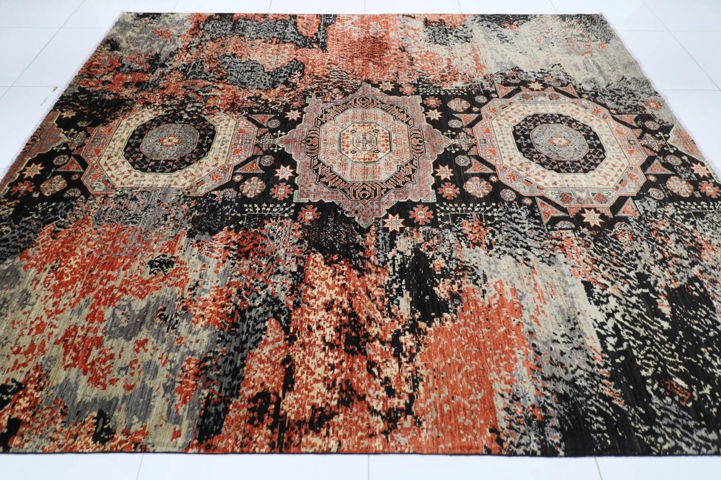250 x 298 cm | Mamluk Afghan Tribal Hand Knotted Carpet
