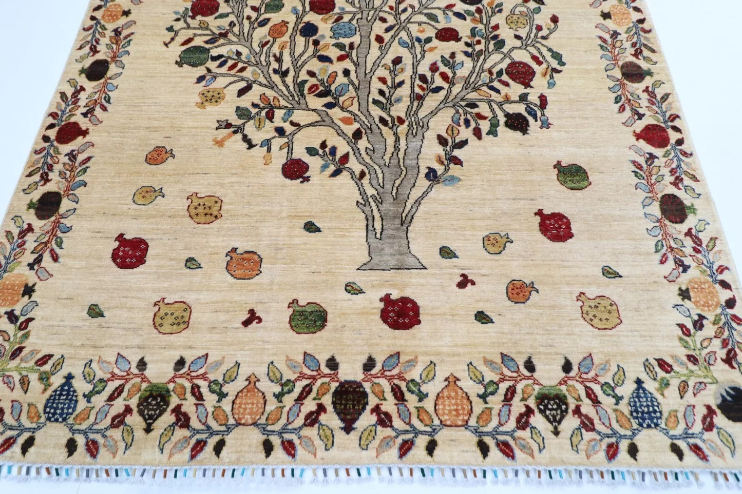 176 x 245 cm | Beige Afghan Tribal Hand Knotted Veg Dye Wool Carpet