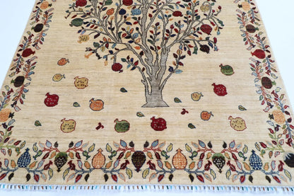 176 x 245 cm | Beige Afghan Tribal Hand Knotted Veg Dye Wool Carpet