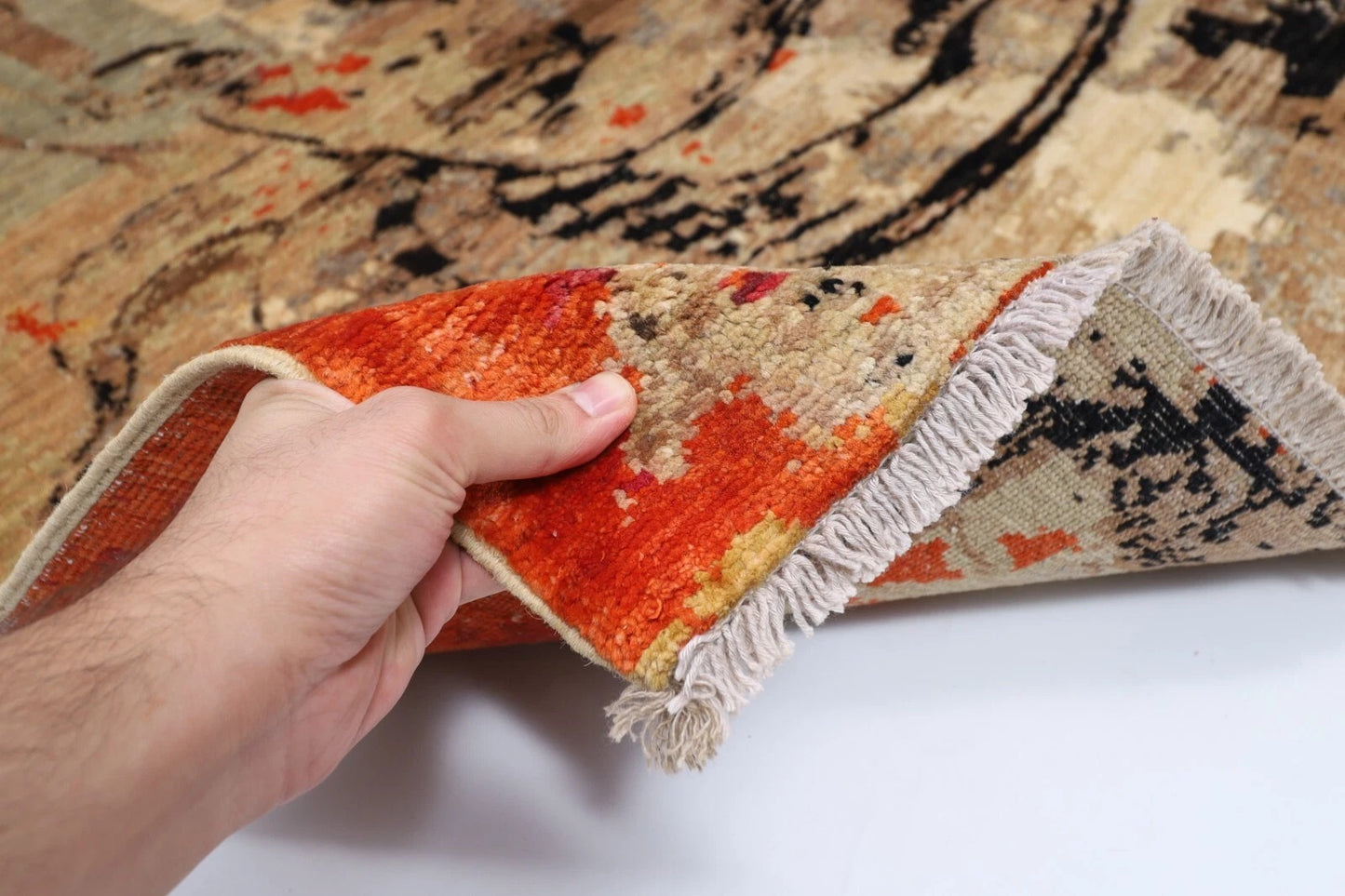 169 x 242 cm | Art Afghan Tribal Hand Knotted Veg Dye Wool Carpet