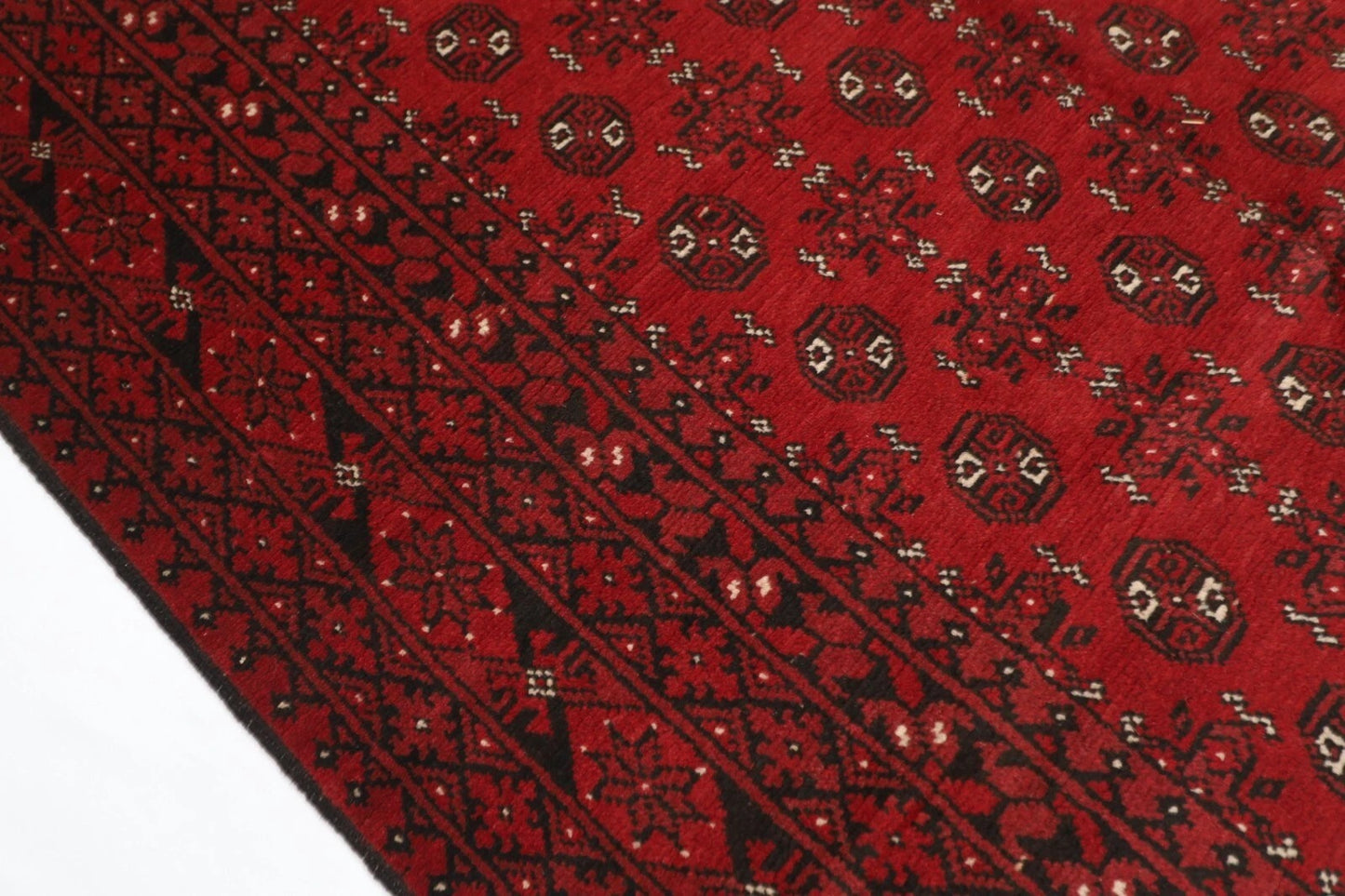 168 x 244 cm | Akja Bokhara Afghan Tribal Hand Knotted Veg Dye Wool Carpet