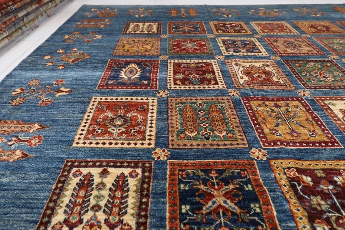 400 x 560 cm | Bakhtiari Large Size Area Rug Afghan Hand Knotted Carpet Blue Color Rug